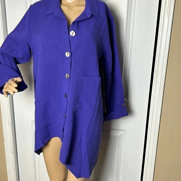 Habitat shirt /tunic, purple women NWT med &large.oversized. Hi-lo, boho, - Picture 2 of 16